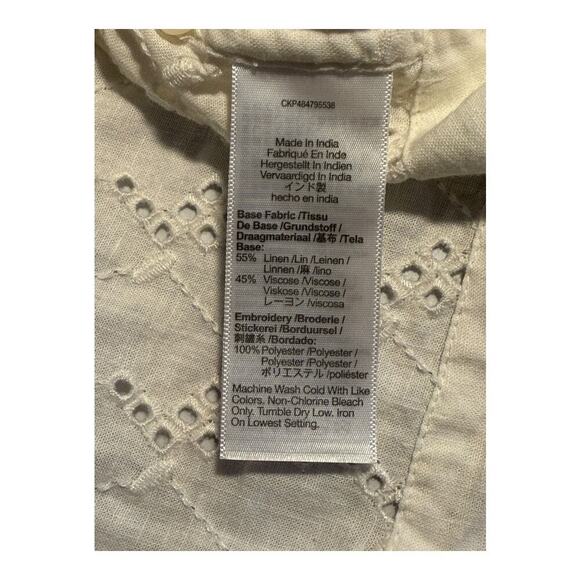 NWOT Madewell Women’s Medium White Long-Sleeve Popover Top in‎ Eyelet - Picture 7 of 8